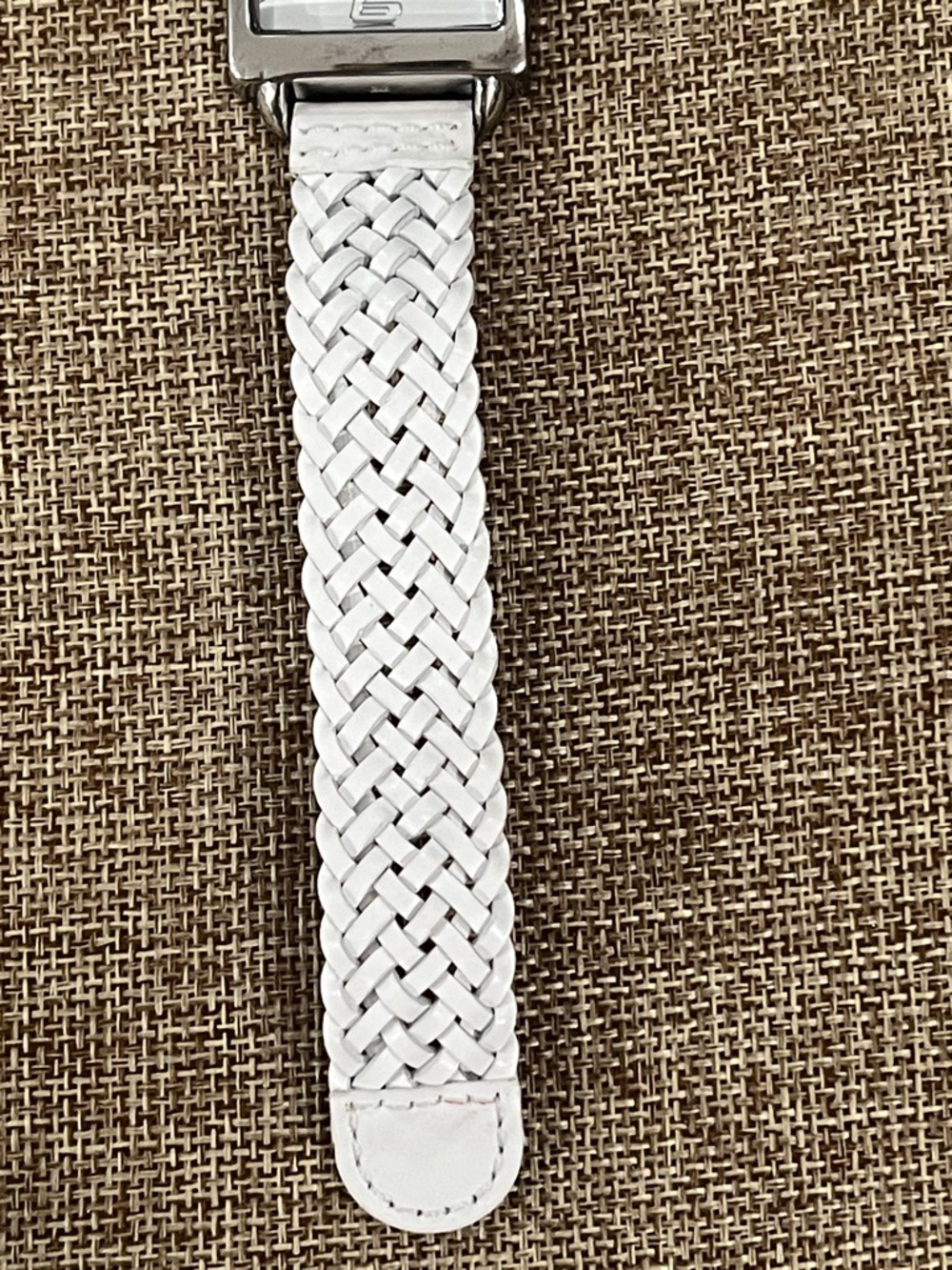 Ecclissi White Braided Leather Watch with Square Silver Case - Picture 4 of 5